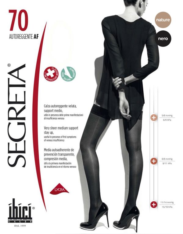 SEGRETA Autoreggente 70 DEN Medium Support Compression Hold-Ups