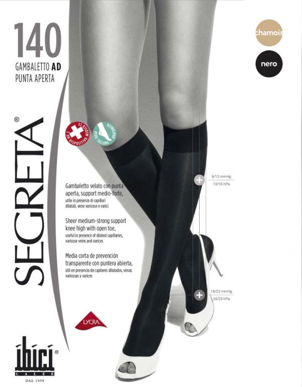 SEGRETA 140 DEN Knee High Compression Socks With Open Toe